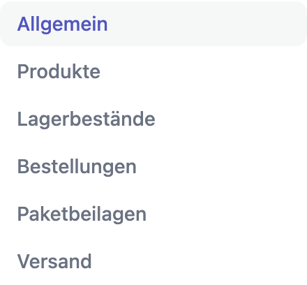 Die Unter-Navigation der Kanal-Einstellungen