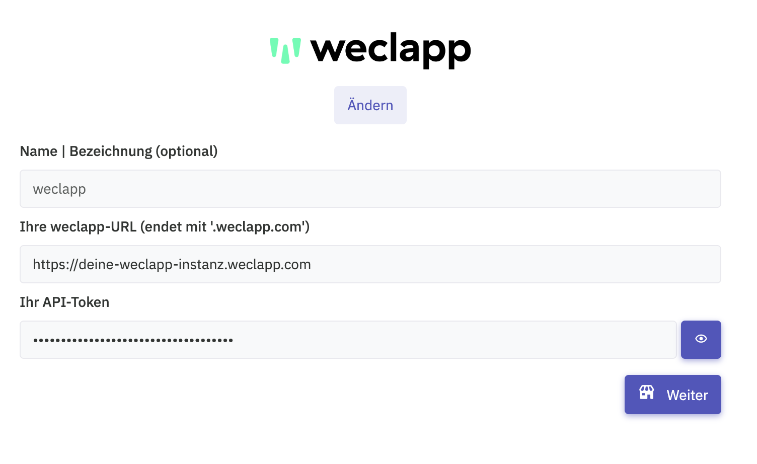 API-Token in weclapp erstellen